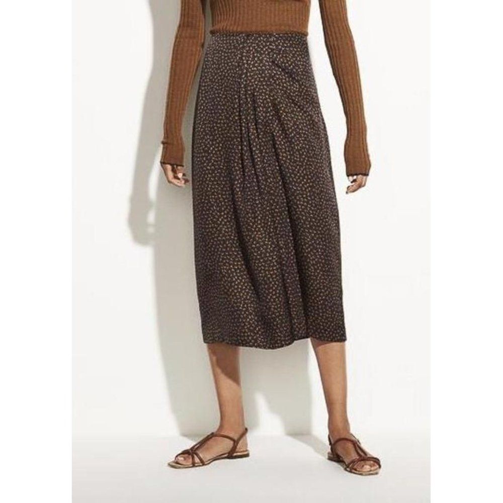 NWT! Vince Star Dot Drape Skirt silk/rayon blend super flattering midi length